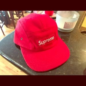 Red Napped Canvas Camp Cap • Supreme